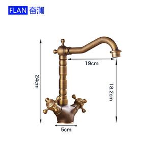 直销跨境货源欧式 新款 全铜仿古面盆水龙头家用双把脸盆冷热水龙头