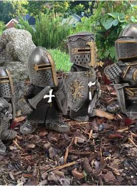 新款直销跨境树脂装饰品摆件欧式侏儒骑士雕塑装饰品摆件树脂工艺