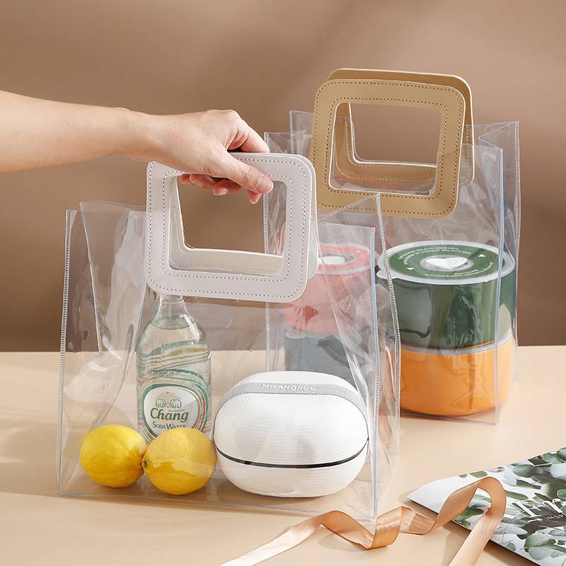 日式便当包手提袋网红环保饭盒袋透明袋子PVCins风上班族女便携袋