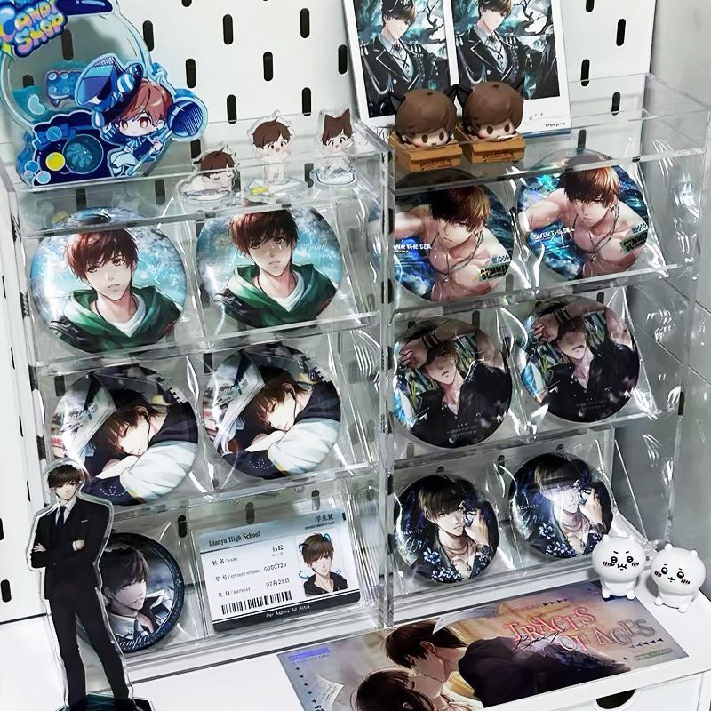 谷子吧唧桌面收纳盒整理盒透明徽章展示书桌面周边徽章谷子展示架