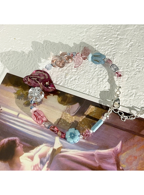 白雪歌梨花｜原创捷克珠水晶玫紫鸟珠琉璃复古手链