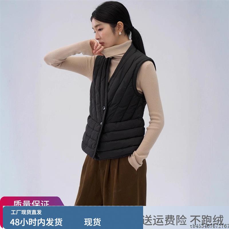 轻薄羽绒马甲女短款2025秋冬新款V领简约宽松百搭内胆坎肩外套潮