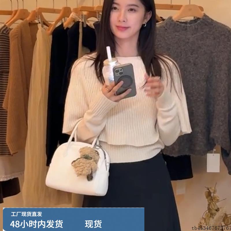 法式纯欲风设计感斗篷针织衫女2025秋冬款高级感气质小众百搭上衣