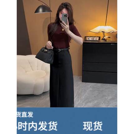 2025超火穿搭一整套夏季新款法式立体修身针织衫西装半身裙两件套