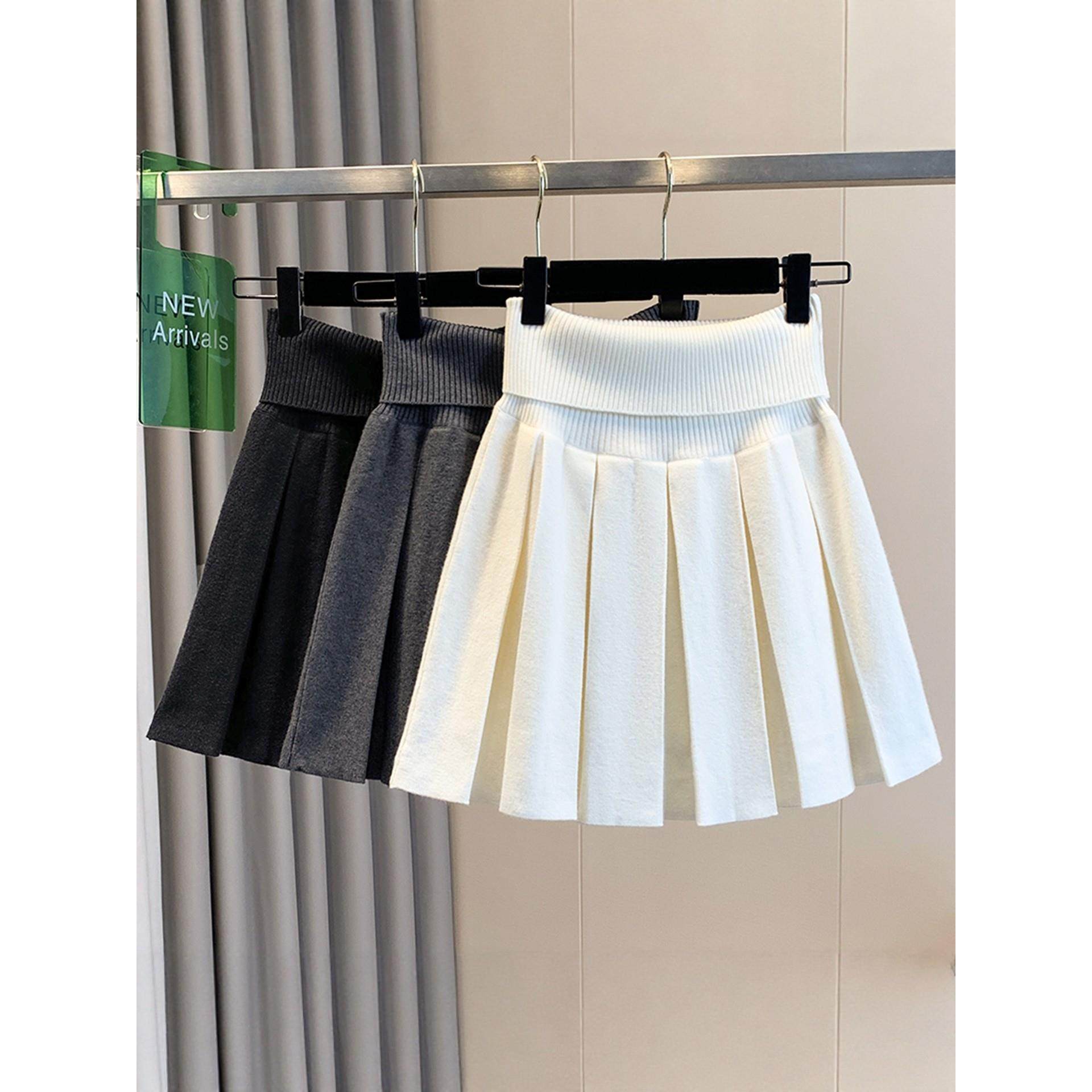 大码白色针织半身短裙女秋冬巨好看的半裙胖mm高腰显瘦a字百褶裙,运动/瑜伽/健身/球迷用品,瑜伽短裙,淘宝优惠券,粉丝福利购,淘宝优惠卷