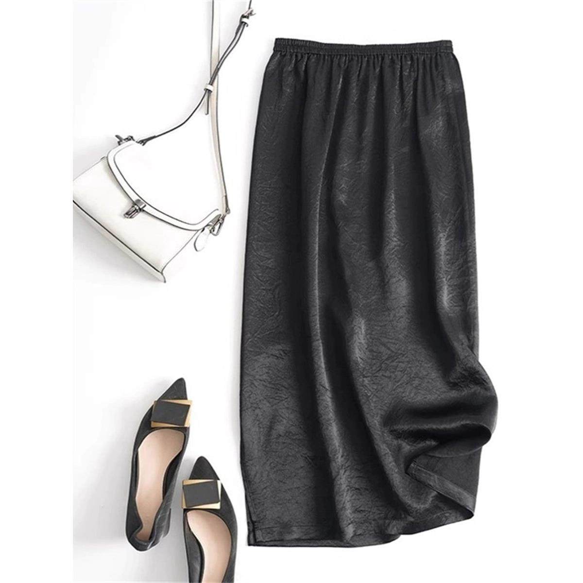 专柜撤柜松紧腰缎面压褶肌理感覆古侧开叉宽松薄款醋酸半身裙女夏,运动/瑜伽/健身/球迷用品,瑜伽短裙,淘宝优惠券,粉丝福利购,淘宝优惠卷