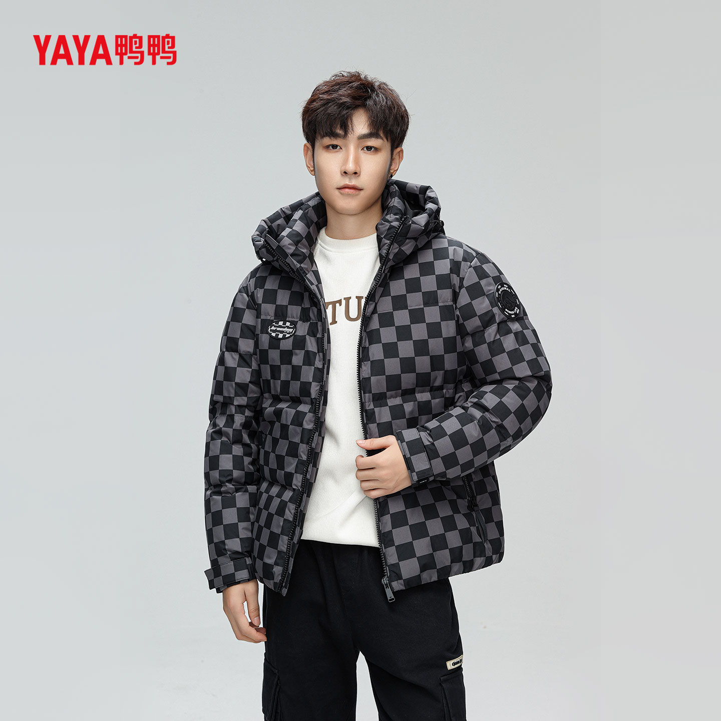 YAYA鸭鸭羽绒服男短款2026新款冬季户外登山时尚鸭绒加厚保暖外套