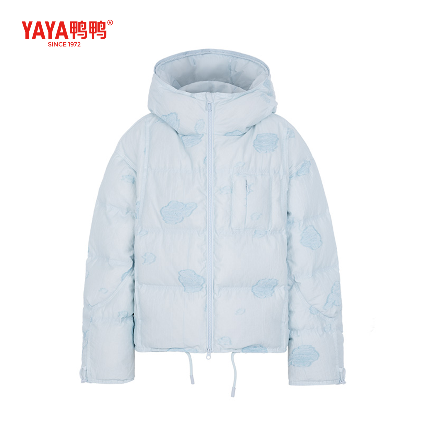 YAYA鸭鸭羽绒服女2025冬季新款短款爆款宽松小个子图案连帽厚外套