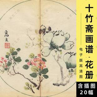 十竹斋书画谱花册电子版明代南京胡氏彩色套印版水墨花卉国画临摹