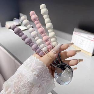 创意勺不柄锈钢珍珠手家用高颜值甜品珍珠勺塑料饭手柄勺子勺