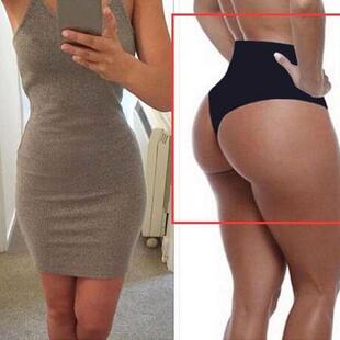 轻克重版 厂家直销 女 内裤 透气无缝高腰收腹提臀露臀丁字裤