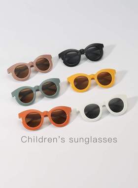 ins风儿童墨镜马卡龙配色圆框UV400遮阳镜2023新款