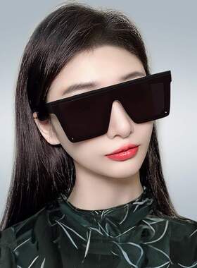 眼镜新款连体偏光防晒欧美潮流方形男女高级感墨镜