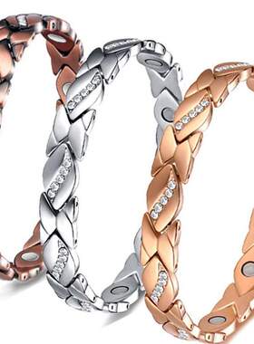 伟婉欧美新品树叶手链镶钻手链树叶磁石手链厂家