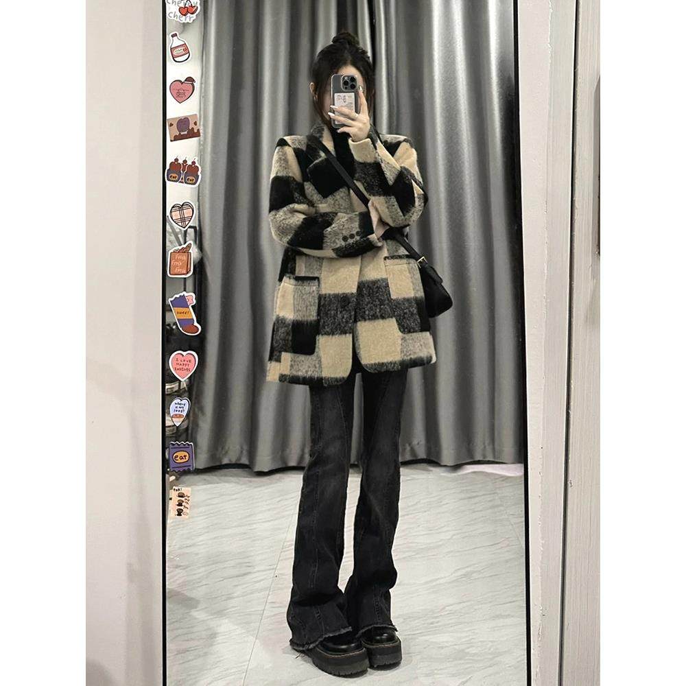 格子西装毛呢外套女短款2025秋冬季新款高级感小个子加厚呢子大衣,运动/瑜伽/健身/球迷用品,广场舞套装,淘宝优惠券,粉丝福利购,淘宝优惠卷