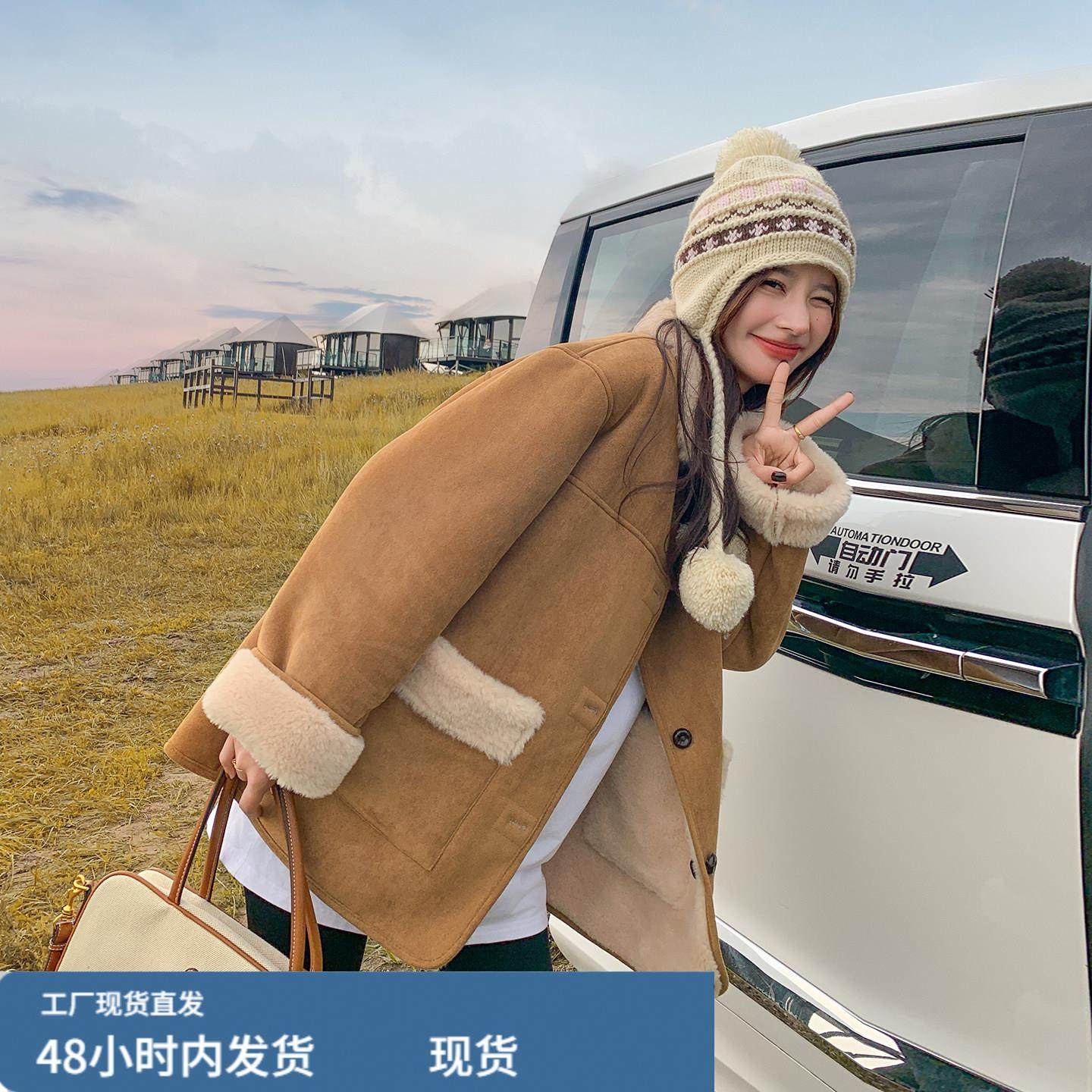 浅咖色今年流行两面穿外套2025新款女冬皮毛一体爆款毛绒夹克棉服,运动/瑜伽/健身/球迷用品,广场舞套装,淘宝优惠券,粉丝福利购,淘宝优惠卷