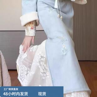 搭配旗袍衬裙专用打底内衬裙子内搭蕾丝半身裙中长款大摆叠穿复古