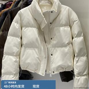 PU皮韩国东大门2024秋冬反季短款百搭免洗立领羽绒服女皮衣外套冬