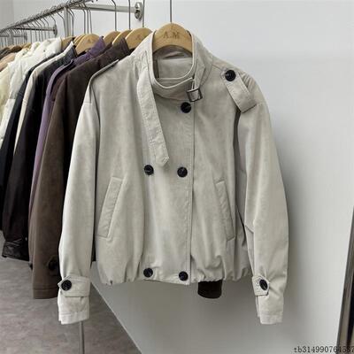 欧洲站2024新款高端蛋白皮立领90白鸭绒小个子羽绒服风衣外套女