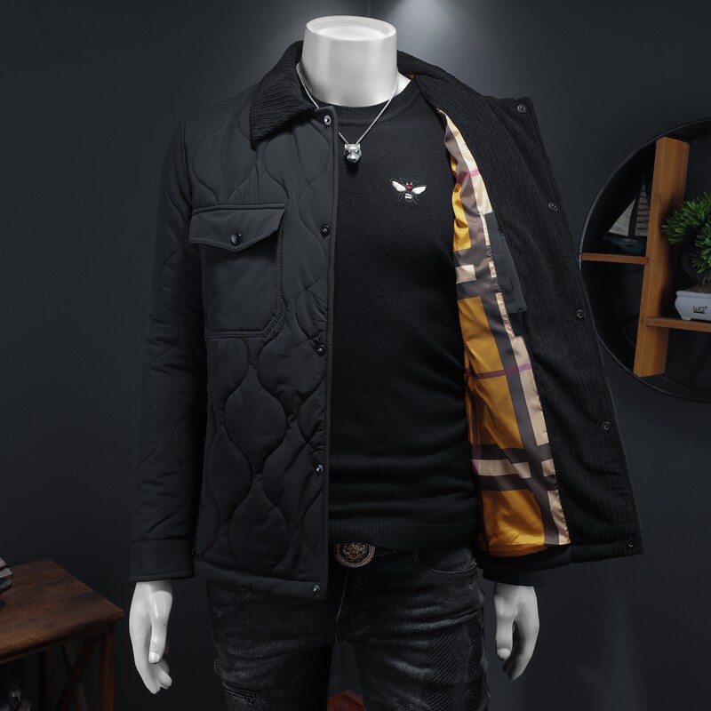 2025秋冬男士修身衬衫翻领棉衣外套棉服6015-95003-P225,男装衬衫,钱塘6015（原D203）