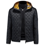 2025秋冬男士菱格轻薄款修身连帽棉衣外套棉服6015-9906-P135卡其，男装棉衣，钱塘6015（原D203）