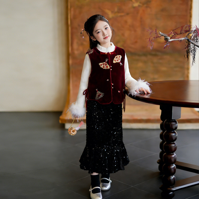 80949女童拜年服丝绒国风马甲保暖背心2026新款古风唐装外搭马夹,童装/婴儿装/亲子装,汉服,淘宝优惠券,粉丝福利购,淘宝优惠卷