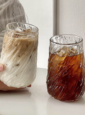 空盒子拿铁杯冷饮杯 高硼硅玻璃透明单层杯喝水杯 耐高温家用果汁