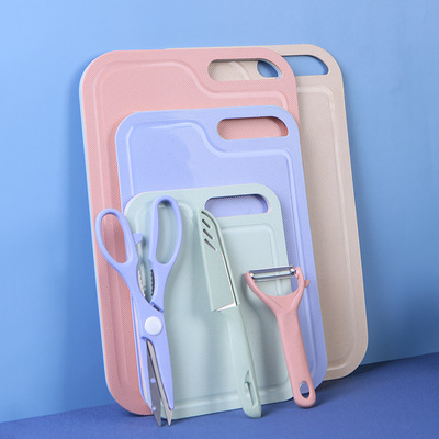 Plastic cutting board set, kitchen chopping board, cutting board, peeling knife, fruit knife, scissors, outdoor portabl