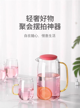 空盒子出货云石凉水壶北欧简约耐冷热水壶水杯家用大容量玻璃煮茶