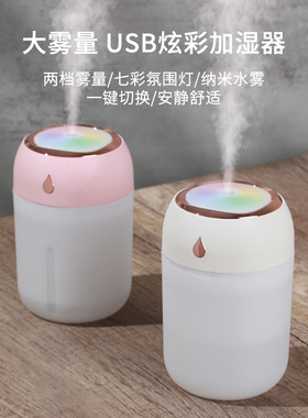 空盒子跨境创意迷你加湿器 炫彩灯光USB大雾量双喷纳米补水仪家用