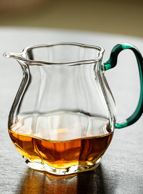 空盒子彩把高硼硅玻璃花瓣公道杯 家用尖嘴茶海分茶器 大容量匀茶