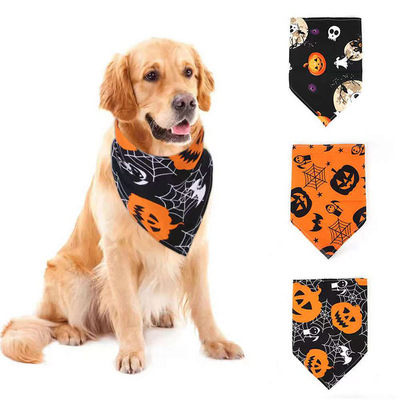 Pet Halloween dog drool scarf scarf decoration dog neck cover cat skull triangle scarf accessory