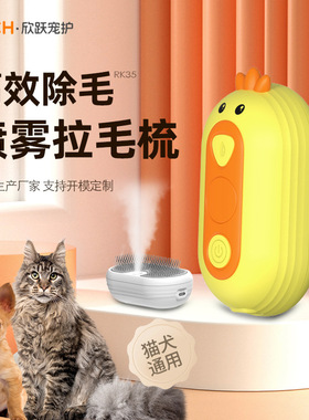 空盒子跨境宠物喷雾梳猫狗按摩梳一键喷雾防飞毛梳子宠物除毛刷子