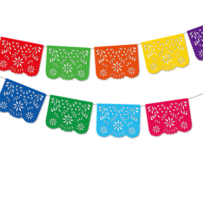 Mexico Square Large Plastic Banner Festival of the Dead Art Paper Cuttings Razor Carnival Fragmented PE Flag