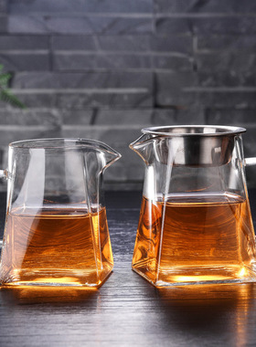 空盒子天圆地方透明玻璃公道杯家用多规格高硼硅玻璃茶海分茶器