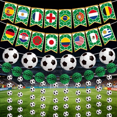 Decoration of the US Canada Mexico World Cup, Flag Pulling, Flower Football, Honeycomb Ball, World Cup Theme Decoration