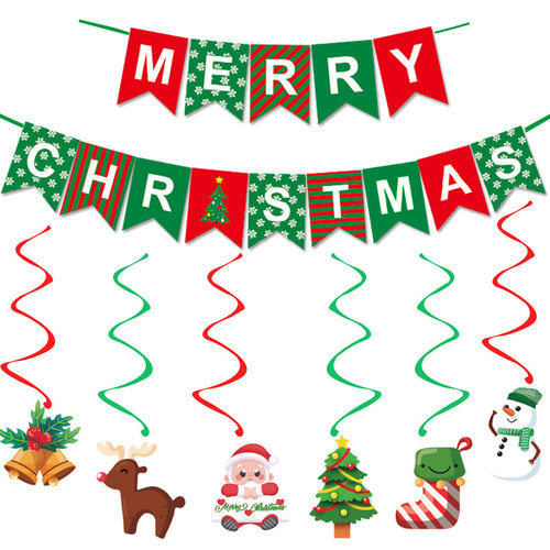 Cross border Christmas snowflakes, bells, Santa Claus, Christmas trees, snowmen, spiral decorations, Christmas flags, p