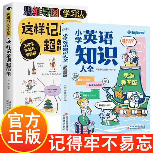 小学英语知识大全全2册思维导图版 小学英语语法提升课外阅读书籍同步课堂教材书本