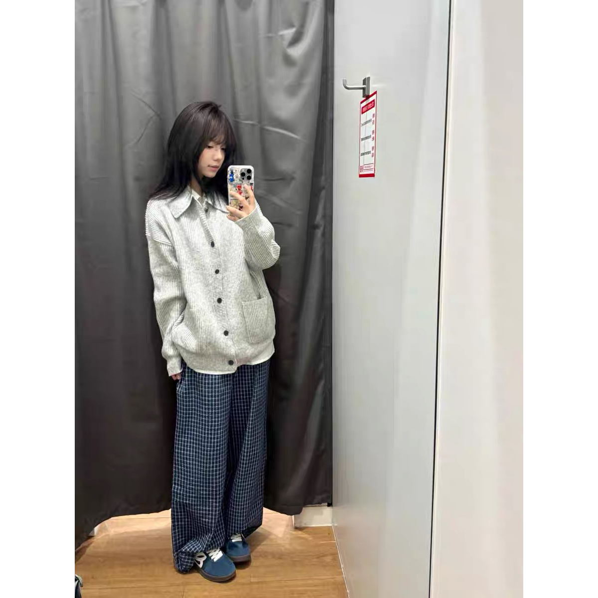 灰色外穿毛衣开衫秋装日系复古翻领纯色针织衫高级感慵懒风外套冬