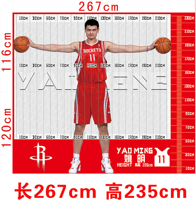 nba姚明臂展身高测量超大海报防水墙贴装饰画定制宿舍篮球馆酒吧