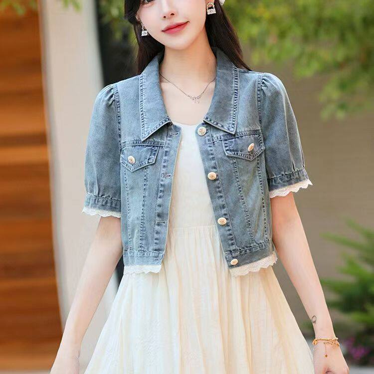 2025夏季新款薄款短款牛仔上衣女