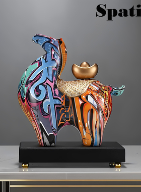 高档办公室装饰品玄关客厅电视柜搬迁开业礼物彩色马上有钱马摆件