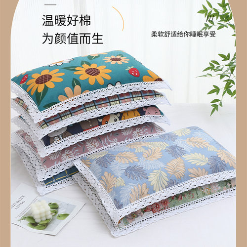 老粗布卡通款枕套纯棉可拆洗