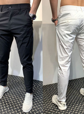 春夏季薄款休闲九分裤男修身韩版小脚百搭弹力9分裤子男潮长裤子