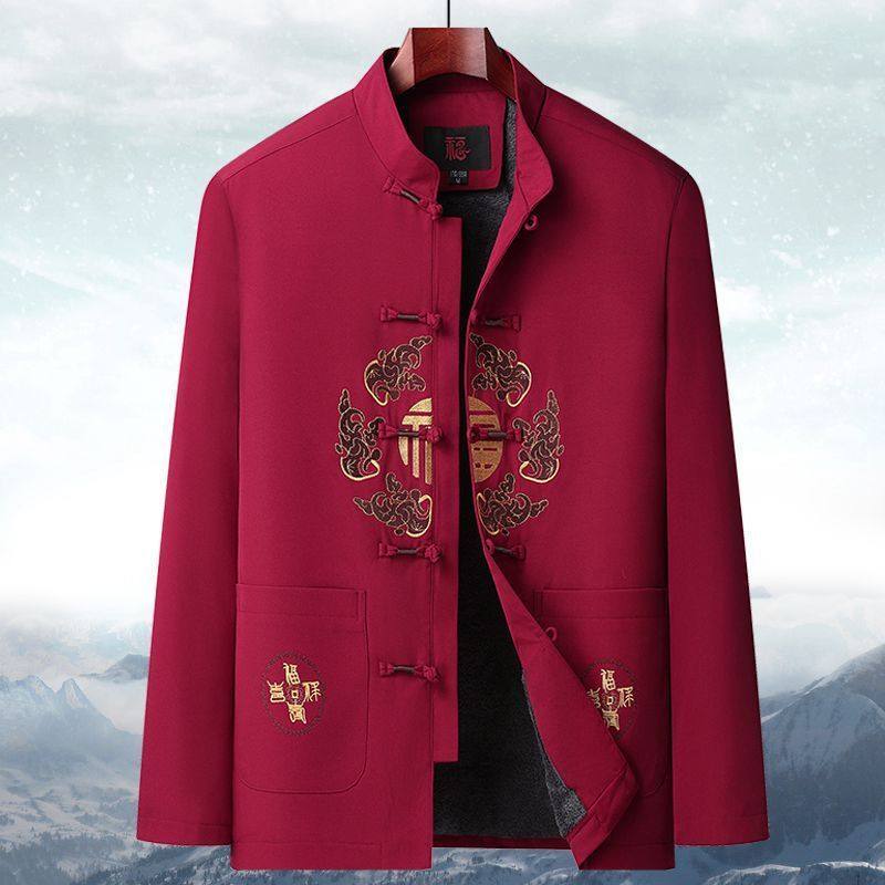 爸爸唐装春秋外套男中老年人过寿生日衣服中国风复古夹克爷爷汉服