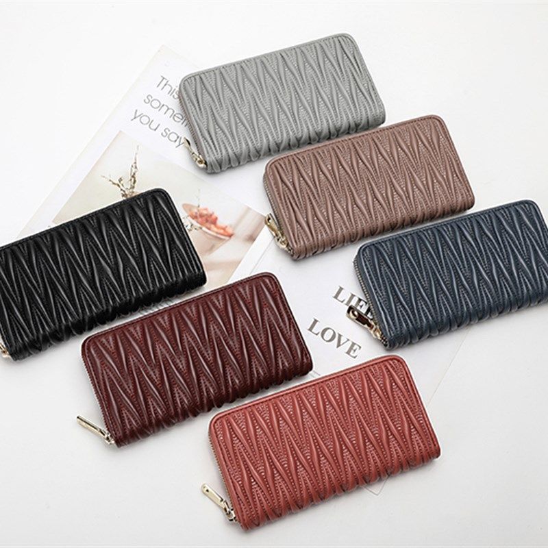 女士羊皮绣线钱包长款真皮拉链大容量手拿包2023新款简约女式卡包,箱包皮具/热销女包/男包,钱包,淘宝优惠券,粉丝福利购,淘宝优惠卷