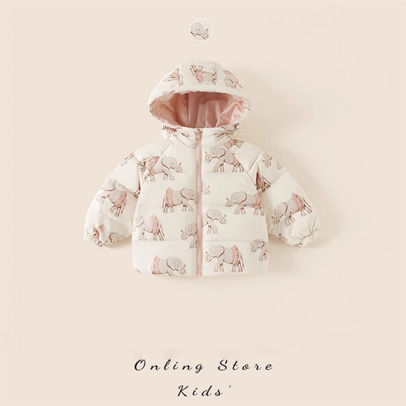 新品】儿童羽绒服秋冬款中小男女宝宝北欧风花色卡通防寒轻薄外套