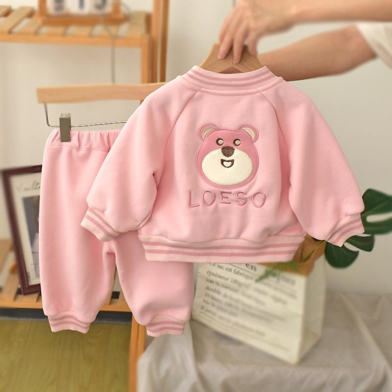 女童套装加绒秋冬季2024新款运动洋气宝宝衣服网红童装婴儿两件套
