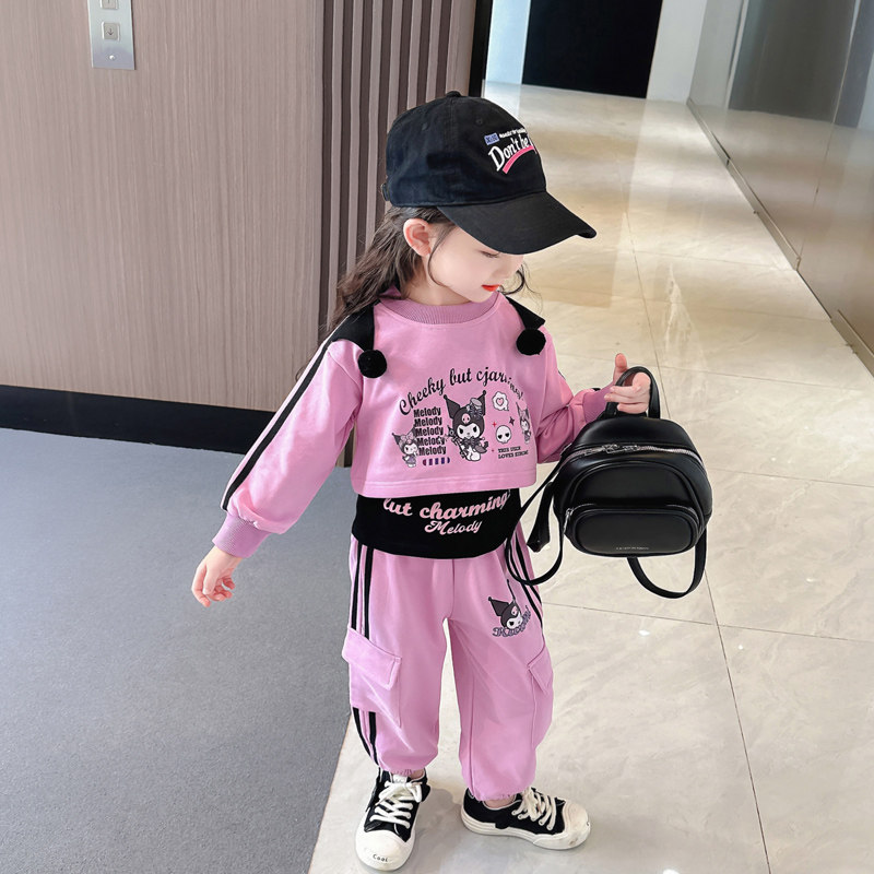 儿童库洛米三件套2024新款女小童套装韩版洋气女童时髦设计感春装