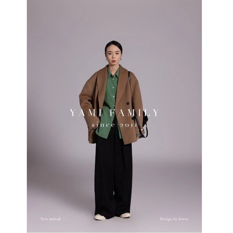 韩国新款羊毛西服外套585短款职业休闲通勤羊毛女装西服外套